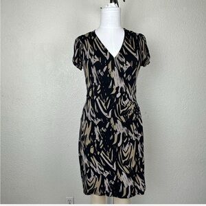 Express Black and Tan Sheath Mini Dress V-Neck Short Sleeve